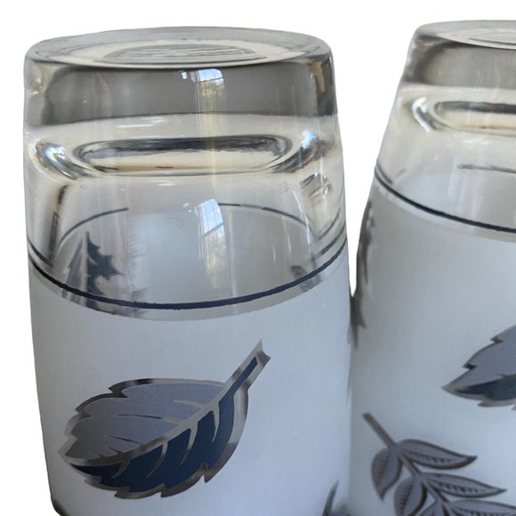 Vintage Libby Silver Leaves Frosted MCM Drinkware Set Of 4 - Picture 5 of 16